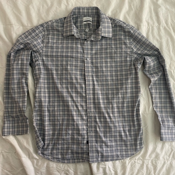 Lucky Brand Navy Plaid Tailored Fit Shirt - Picture 1 of 3